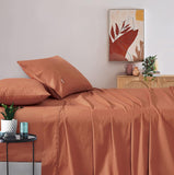 NNEDSZ Vintage Washed 100% Cotton Soft Breathable Sheet Set - Brick - King Single