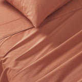 NNEDSZ Vintage Washed 100% Cotton Soft Breathable Sheet Set - Brick - King Single