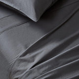 NNEDSZ Vintage Washed 100% Cotton Sheet Set with 2 Pillowcases - Charcol - King Single