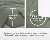 NNEDSZ Vintage Washed Microfibre Sheet Set with 1 Pillowcase - Khaki Green - King Single