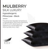 NNEDSZ Luxury Pillowcase - 100% Pure Mulberry Silk on Both Sides - Black
