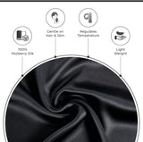 NNEDSZ Luxury Pillowcase - 100% Pure Mulberry Silk on Both Sides - Black