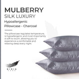NNEDSZ Luxury Pillowcase - 100% Pure Mulberry Silk on Both Sides - Charcoal