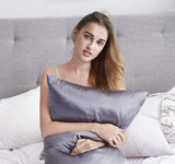 NNEDSZ Luxury Pillowcase - 100% Pure Mulberry Silk on Both Sides - Charcoal