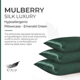 NNEDSZ Luxury Pillowcase - 100% Pure Mulberry Silk on Both Sides - Emerald Green