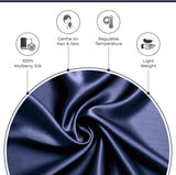 NNEDSZ Luxury Pillowcase - 100% Pure Mulberry Silk on Both Sides - Navy