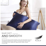 NNEDSZ Luxury Pillowcase - 100% Pure Mulberry Silk on Both Sides - Navy
