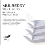 NNEDSZ Luxury Pillowcase - 100% Pure Mulberry Silk on Both Sides - Silver