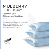 NNEDSZ Luxury Pillowcase - 100% Pure Mulberry Silk on Both Sides - Sky Blue