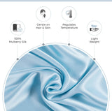 NNEDSZ Luxury Pillowcase - 100% Pure Mulberry Silk on Both Sides - Sky Blue