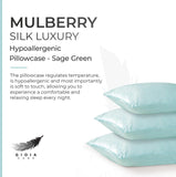 NNEDSZ Luxury Pillowcase - 100% Pure Mulberry Silk on Both Sides - Sage Green