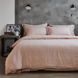 NNEDSZ 100% French Flax Linen Vintage Washed Soft Quilt Cover Set - Pink - Super King