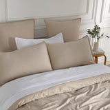 NNEDSZ Vintage Washed Microfibre Quilt Cover Set (3Pcs) - Linen - Super King Size