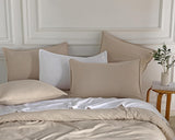 NNEDSZ Vintage Washed Microfibre Quilt Cover Set (3Pcs) - Linen - Super King Size