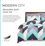NNEDSZ 100% Cotton Modern City Reversible Printed Quilt Cover Set - Super King Size