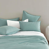 NNEDSZ Vintage Washed Microfibre Quilt Cover Set (3Pcs) - Seafoam - Super King Size