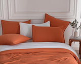 NNEDSZ Vintage Washed Microfibre Quilt Cover Set (3Pcs) - Terracotta - Super King Size
