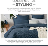 NNEDSZ 100% (3Pcs) Cotton Vintage Washed Bed Quilt Cover Set - Dark Indigo - Super King Size