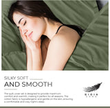 NNEDSZ 100% (3Pcs) Cotton Vintage Washed Bed Quilt Cover Set - Khaki Green - Super King Size