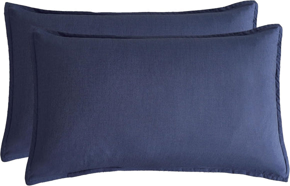 NNEDSZ Bamboo Microfibre Standard Pillowcase x2 (one pair) - Navy