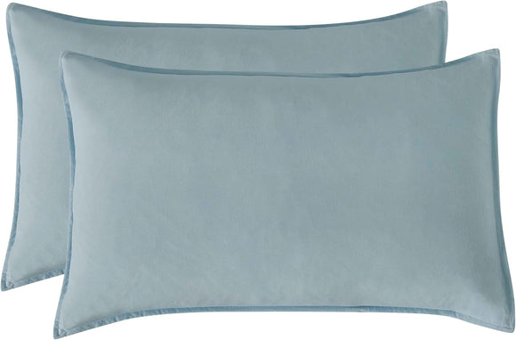 NNEDSZ Twin Pack Vintage Washed Microfibre Standard Pillowcase (Blue, Standard)