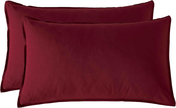 NNEDSZ Twin Pack Vintage Washed Microfibre Standard Pillowcase (Burgundy, Standard)