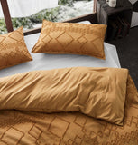 NNEDSZ 100% Premium Microfibre Tufted Standard Pillowcases - Set of 2 Luxurious Standard Pillow Cover with Elegant Design - Caramel