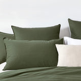 NNEDSZ Vintage Washed 100% Cotton Standard Pillowcase - Luxurious Standard Pillow Cover - Khaki Green - 2 Pcs
