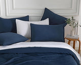 NNEDSZ Vintage Washed Microfibre Standard Pillowcases - Set of 2 Luxurious Standard Pillow Covers - Navy