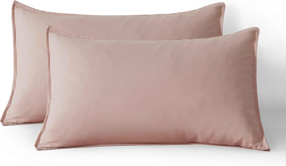 NNEDSZ Twin Pack Vintage Washed Microfibre Standard Pillowcase (Pink, Standard)