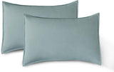 NNEDSZ Vintage Washed Microfibre Standard Pillowcases - Set of 2 Luxurious Standard Pillow Covers - Seafoam