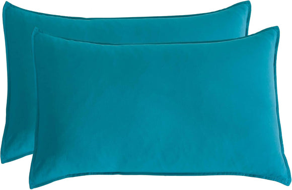 NNEDSZ Twin Pack Vintage Washed Microfibre Standard Pillowcase (Teal, Standard)