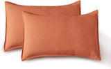 NNEDSZ Vintage Washed Microfibre Standard Pillowcases - Set of 2 Luxurious Standard Pillow Covers - Terracotta