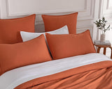 NNEDSZ Vintage Washed Microfibre Standard Pillowcases - Set of 2 Luxurious Standard Pillow Covers - Terracotta