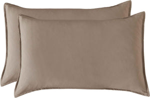 NNEDSZ Twin Pack Vintage Washed Microfibre Standard Pillowcase (Truffle, Standard)