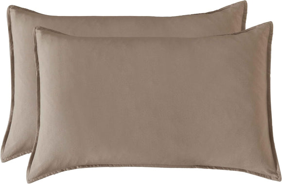 NNEDSZ Twin Pack Vintage Washed Microfibre Standard Pillowcase (Truffle, Standard)
