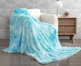 NNEDSZ Double Sided Faux Fur Shaggy Throw Blanket - Blue