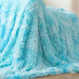 NNEDSZ Double Sided Faux Fur Shaggy Throw Blanket - Blue