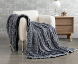 NNEDSZ Double Sided Faux Fur Shaggy Throw Blanket - Charcoal