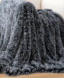 NNEDSZ Double Sided Faux Fur Shaggy Throw Blanket - Charcoal