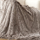 NNEDSZ Double Sided Faux Fur Shaggy Throw Blanket - Chestnut