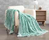 NNEDSZ Double Sided Faux Fur Shaggy Throw Blanket - Emerald