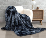 NNEDSZ Double Sided Faux Fur Shaggy Throw Blanket - Navy
