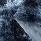 NNEDSZ Double Sided Faux Fur Shaggy Throw Blanket - Navy