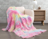 NNEDSZ Double Sided Faux Fur Shaggy Throw Blanket - Rainbow