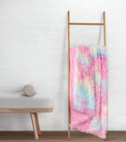 NNEDSZ Double Sided Faux Fur Shaggy Throw Blanket - Rainbow