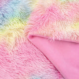 NNEDSZ Double Sided Faux Fur Shaggy Throw Blanket - Rainbow