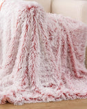 NNEDSZ Double Sided Faux Fur Shaggy Throw Blanket - Rose