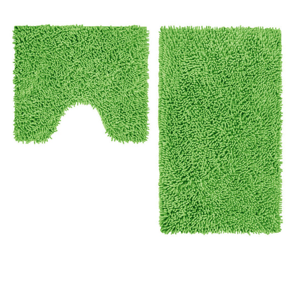 NNEDSZ 2 Pce Shaggy Toggle 100% Cotton Bath Mat Set Green