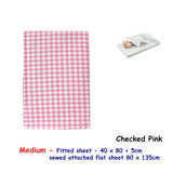 NNEDSZ Checked Pink Bassinet Fitted Sheet with a Flat Sheet Sewed Attached